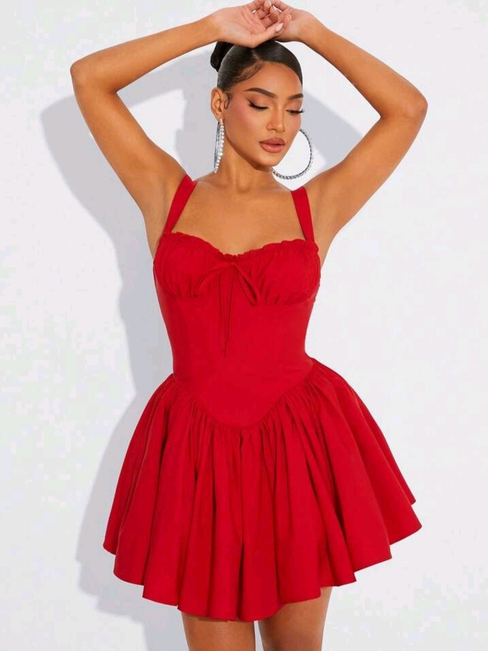 Red Fit-and-Flare Mini Dress with Sweetheart Neckline